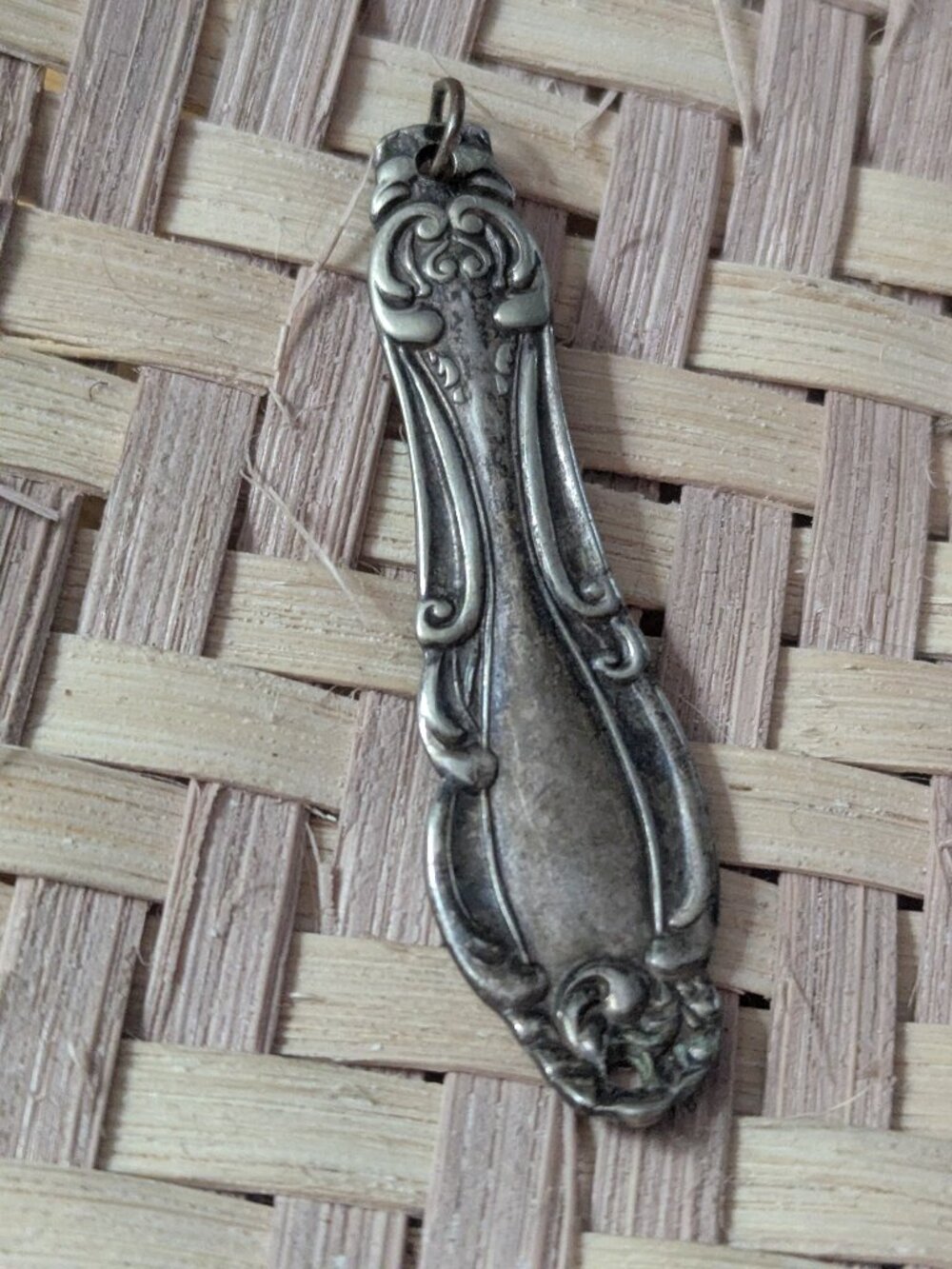 Sterling filigree silver spoon pendant